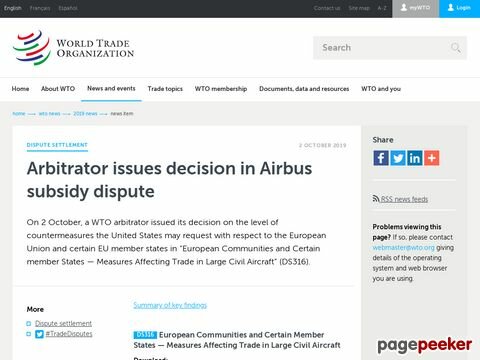 Arbitrator issues decision in Airbus subsidy dispute