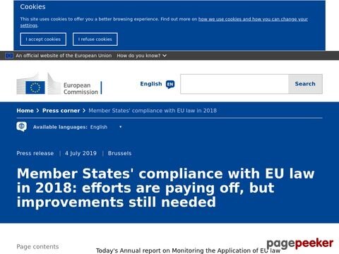 Member States compliance with EU law in 2018: efforts are paying off, but improvements still needed