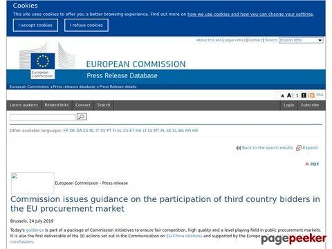 Commission issues guidance on the participation of third country bidders in the EU procurement marke
