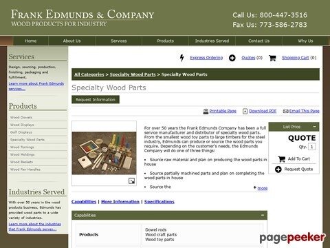 Specialty Wood Parts On Frank A. Edmunds & Co., Inc.