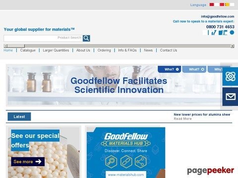 Supplier of materials for research and development - Goodfellow