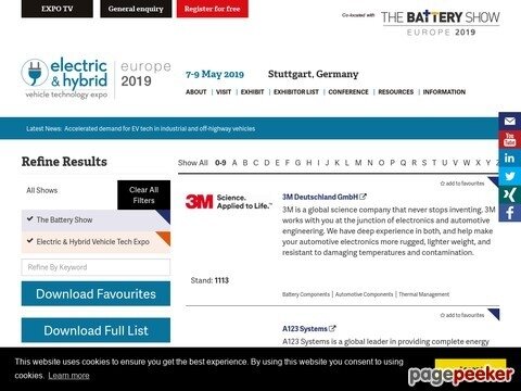 Electric & Hybrid Vehicle Technology Europe Expo 2019 : Exhibitor List