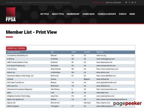 Food Processing Suppliers Association > Member List > Print